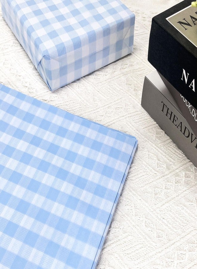 MUNILAIL 100 Sheets Gingham Tissue Paper 14 x 20 Inches Light Blue and White Checkered Tissue Paper for Gift Bags Bulk Wrapping Papers Gift Papers Tissue for Birthday Gift Packing Crafts - Image 4
